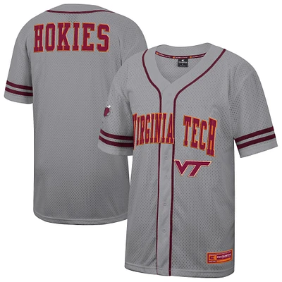 Maillot de baseball Free Spirited pour homme Colosseum Grey Virginia Tech Hokies