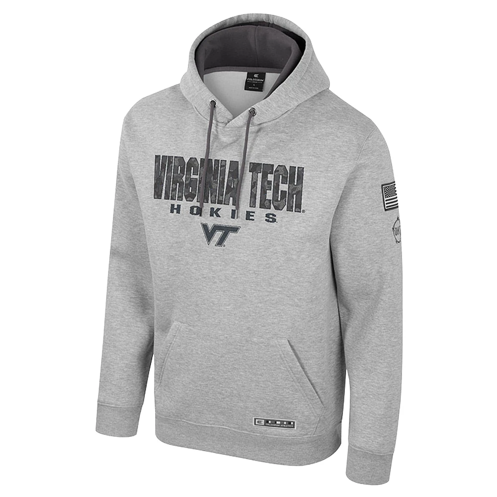 Men's Colosseum Heather Gray Virginia Tech Hokies Oorah OHT Military Appreciation Pullover Hoodie