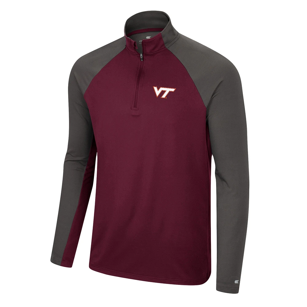 Men's Colosseum Maroon/Charcoal Virginia Tech Hokies Two Yutes Raglan Quarter-Zip Windshirt