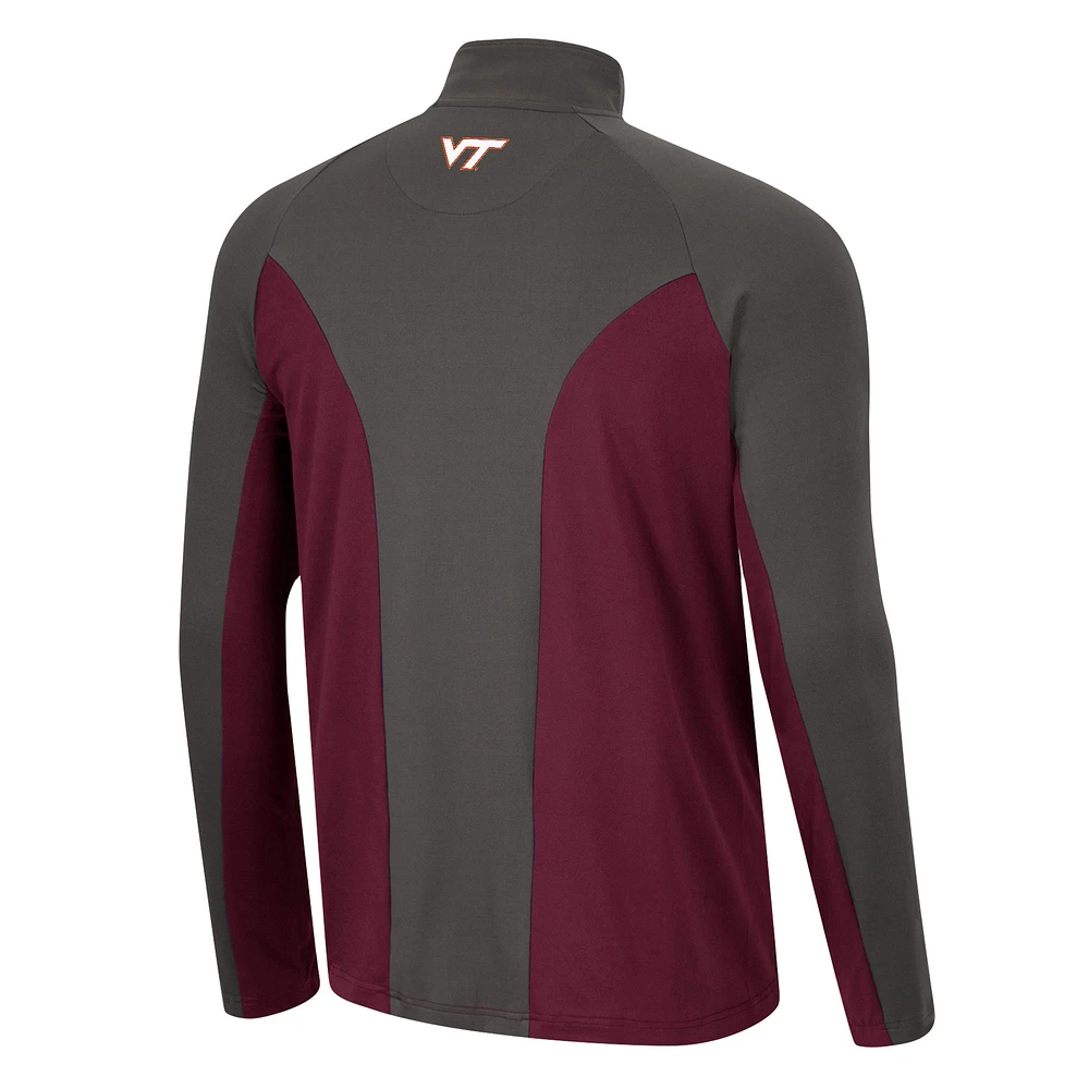 Men's Colosseum Maroon/Charcoal Virginia Tech Hokies Two Yutes Raglan Quarter-Zip Windshirt