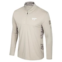 Men's Colosseum Natural Virginia Tech Hokies OHT Military Appreciation Quarter-Zip Jacket