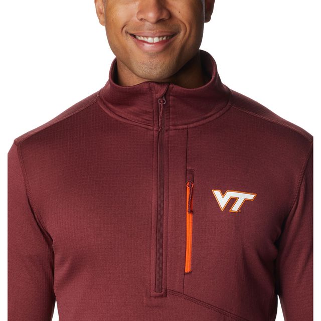 Haut à demi-glissière Omni-Wick Park View Virginia Tech Hokies Columbia marron pour homme