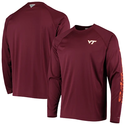 Columbia T-shirt à manches longues Virginia Tech Hokies Terminal Tackle Omni-Shade Raglan pour homme