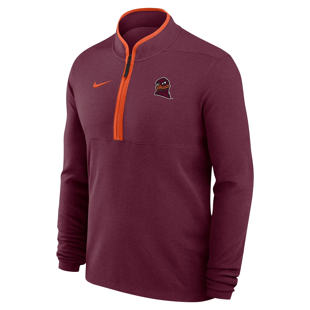 Men's Nike Maroon Virginia Tech Hokies Coaches Courtside Basketball Victory Performance Quarter-Zip Top