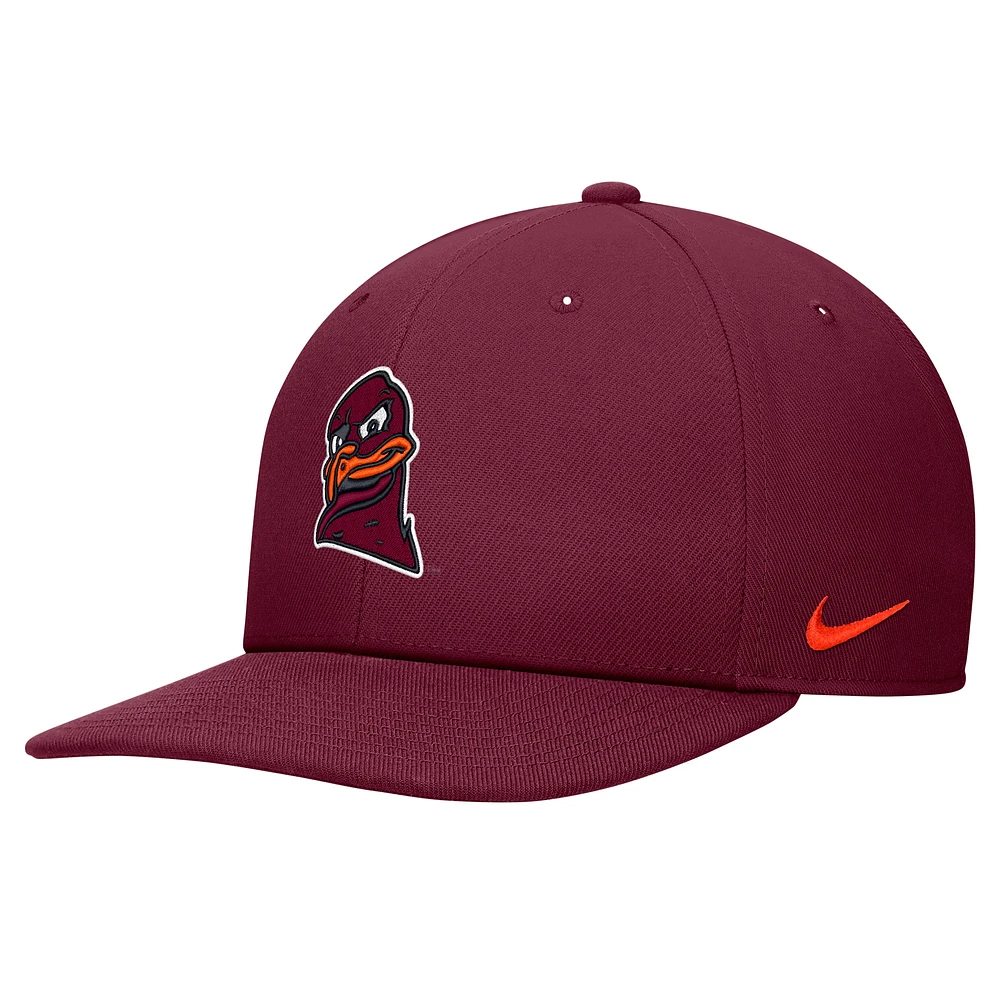 Casquette Nike Virginia Tech Hokies Pro Snapback Bordeaux pour homme