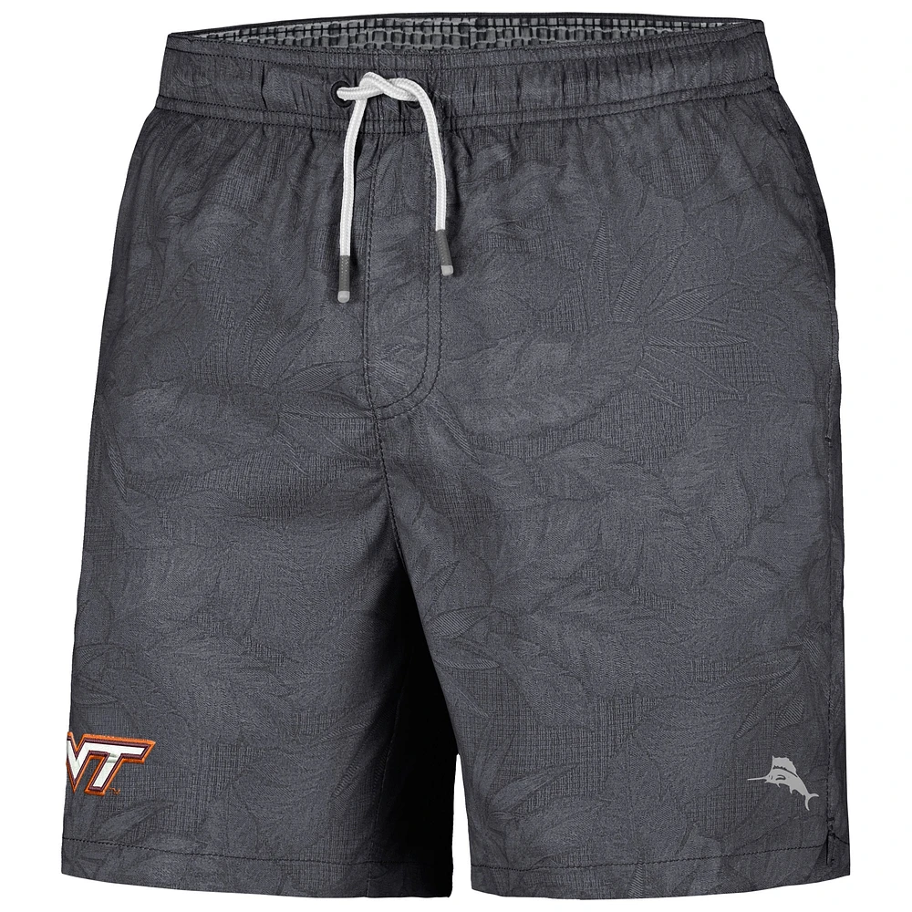 Maillot de bain Tommy Bahama pour hommes Virginia Tech Hokies Naples Layered Leaves noir