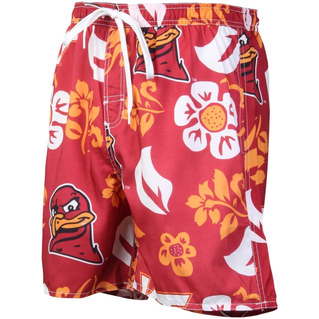 Wes & Willy Maroon Virginia Tech Hokies Floral Volley Logo Maillot de bain pour homme