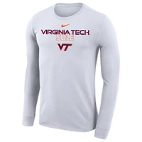 T-shirt à manches longues Nike Virginia Tech Hokies 2023 On Court Bench blanc