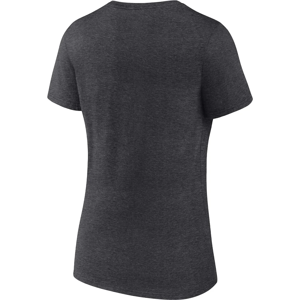 Women's Fanatics Heather Charcoal Virginia Tech Hokies Campus V-Neck T-Shirt