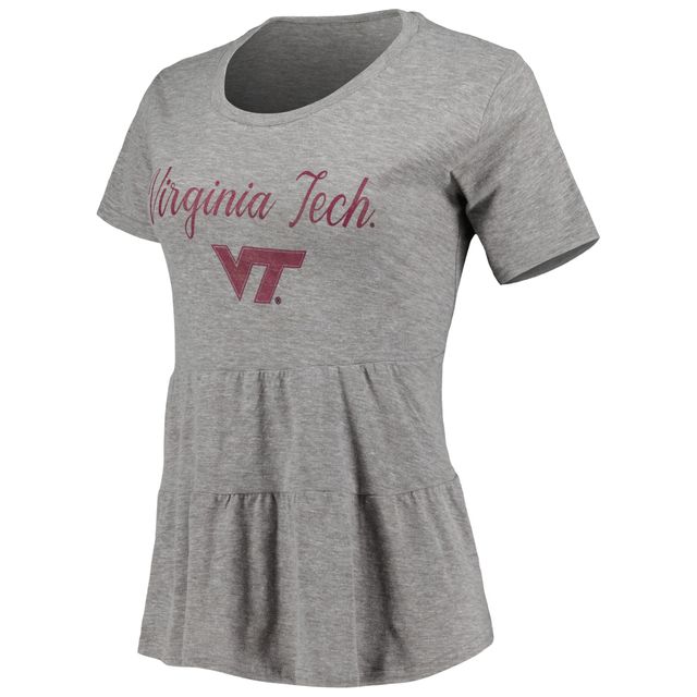 T-shirt gris à volants Virginia Tech Hokies Willow pour femmes