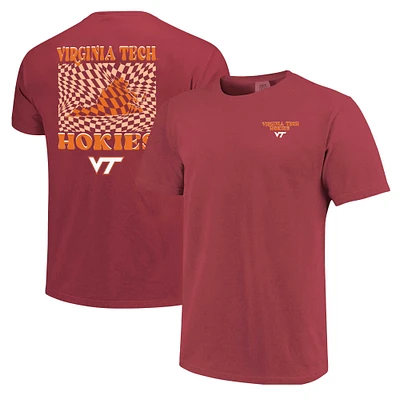 T-shirt mascotte à carreaux marron Virginia Tech Hokies Comfort Colors pour femme
