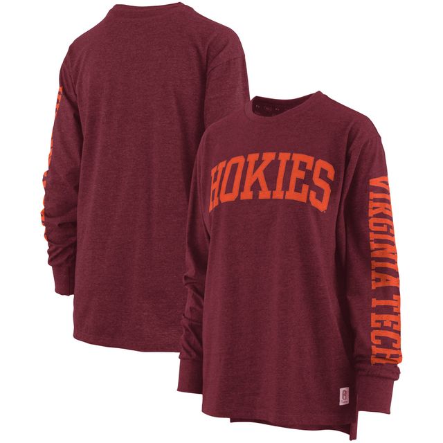 T-shirt à manches longues Pressbox Virginia Tech Hokies Two-Hit Canyon chiné pour femme