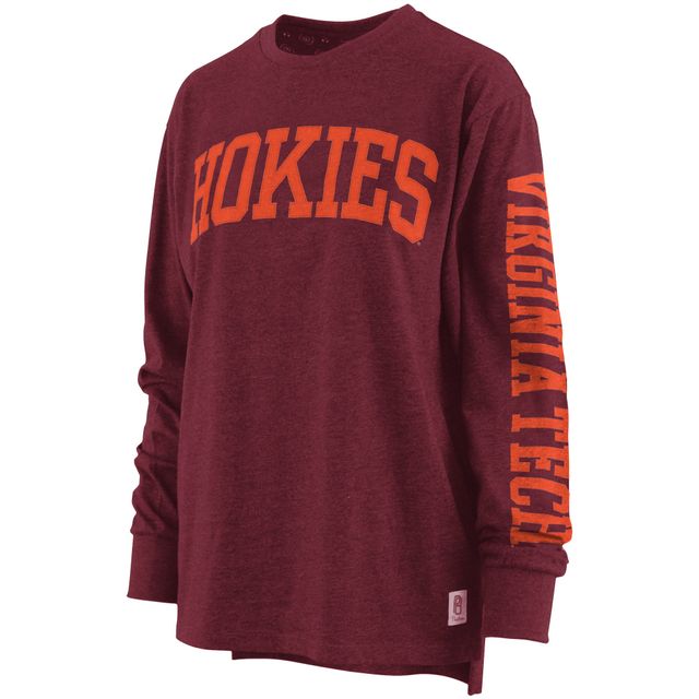 T-shirt à manches longues Pressbox Virginia Tech Hokies Two-Hit Canyon chiné pour femme