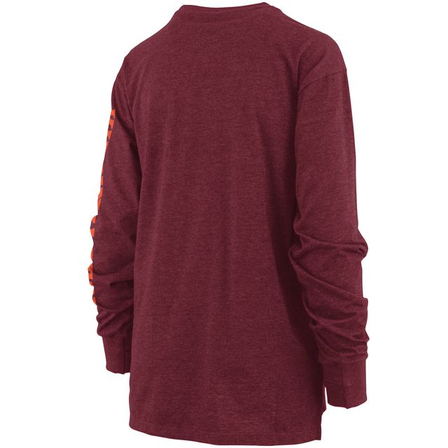 T-shirt à manches longues Pressbox Virginia Tech Hokies Two-Hit Canyon chiné pour femme