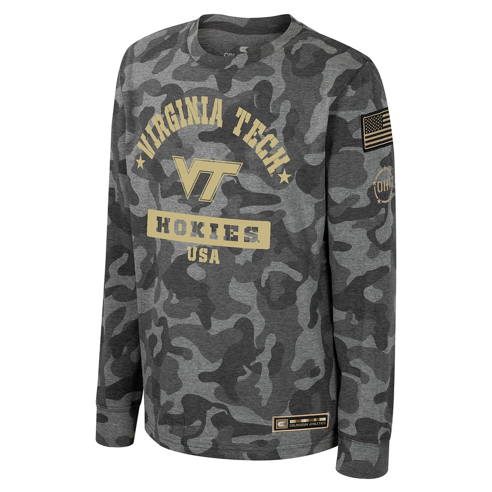 Youth Colosseum Camo Virginia Tech Hokies OHT Military Appreciation Dark Star Long Sleeve T-Shirt