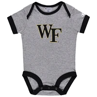 Infant Champion Black/Heather Gray Wake Forest Demon Deacons I Wanna Be Three-Pack Bodysuit Set