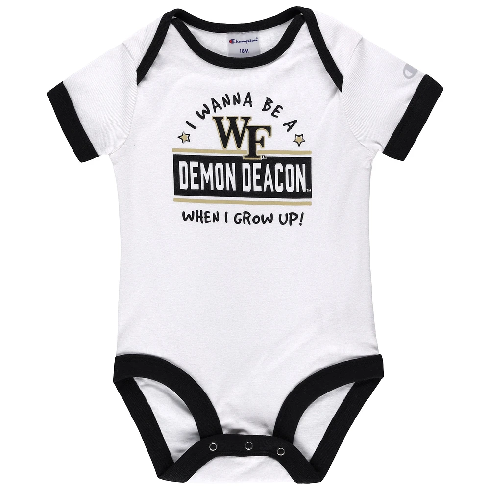 Infant Champion Black/Heather Gray Wake Forest Demon Deacons I Wanna Be Three-Pack Bodysuit Set