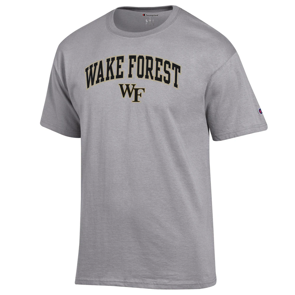 Men's Champion  Heather Gray Wake Forest Demon Deacons Arch Over Logo T-Shirt
