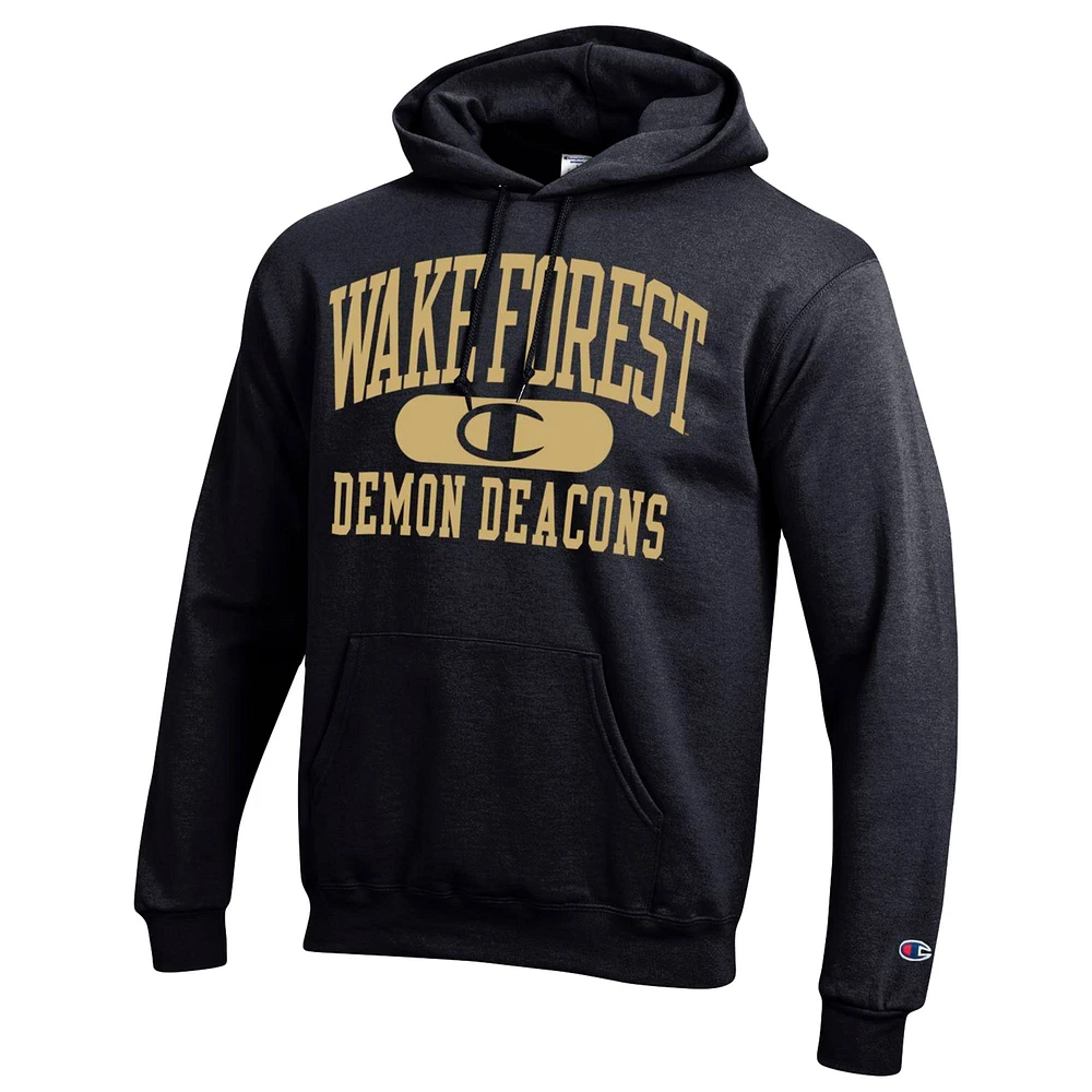 Men's Champion Black Wake Forest Demon Deacons Arch Pill Pullover Hoodie