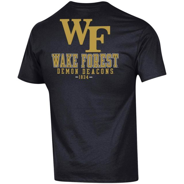 T-shirt Champion Noir Wake Forest Demon Deacons Stack 2-Hit Homme