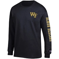 Men's Champion Black Wake Forest Demon Deacons Team Stack Long Sleeve T-Shirt