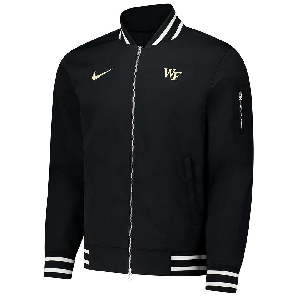 Men's Nike  Black Wake Forest Demon Deacons Full-Zip Bomber Jacket