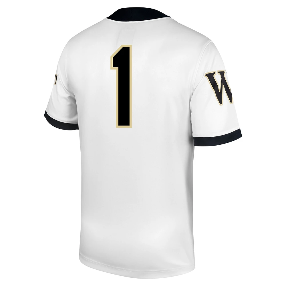 Maillot de football Nike #1 blanc Wake Forest Demon Deacons Untouchable pour homme