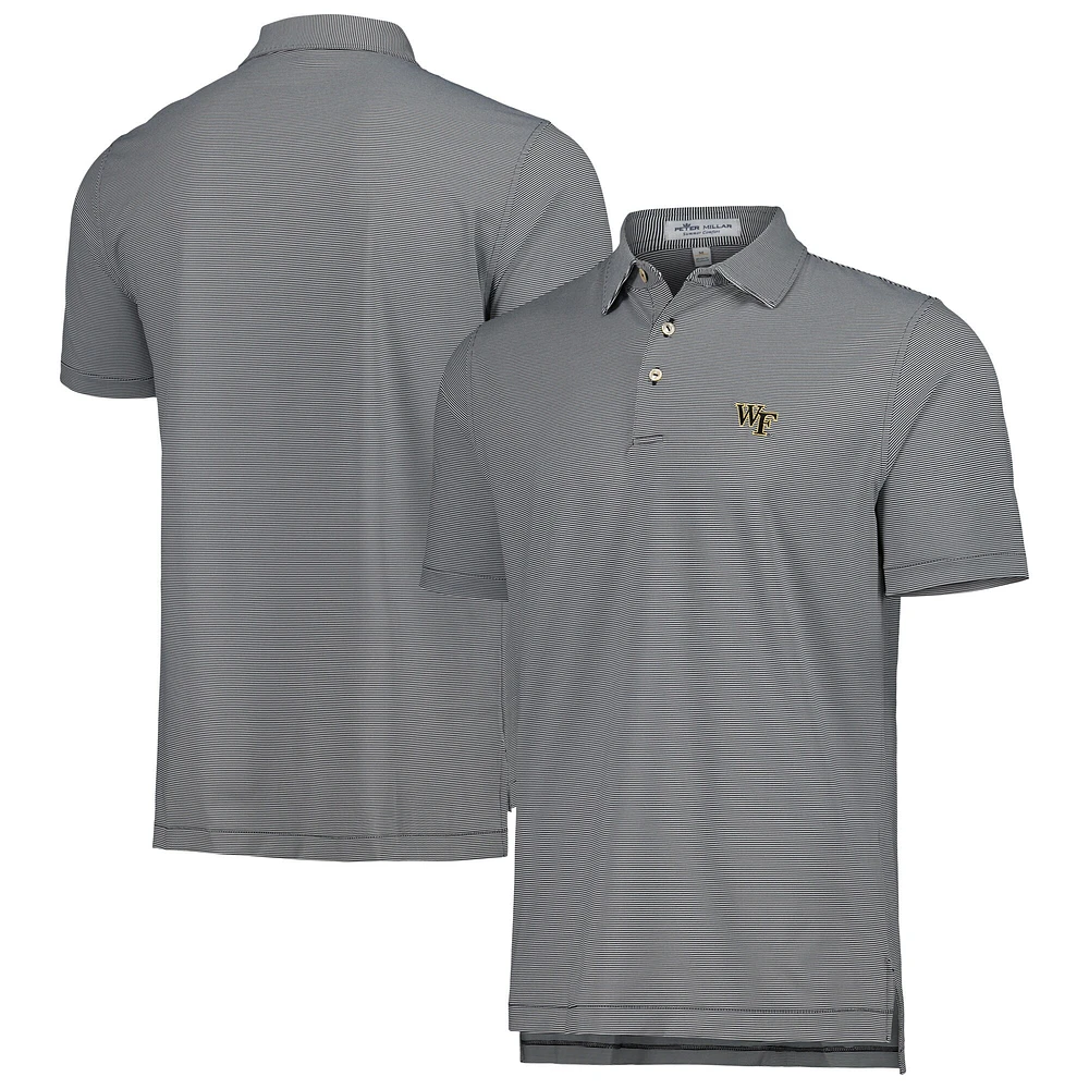 Polo en jersey rayé Performance Peter Millar Black Wake Forest Demon Deacons Jubilee pour homme
