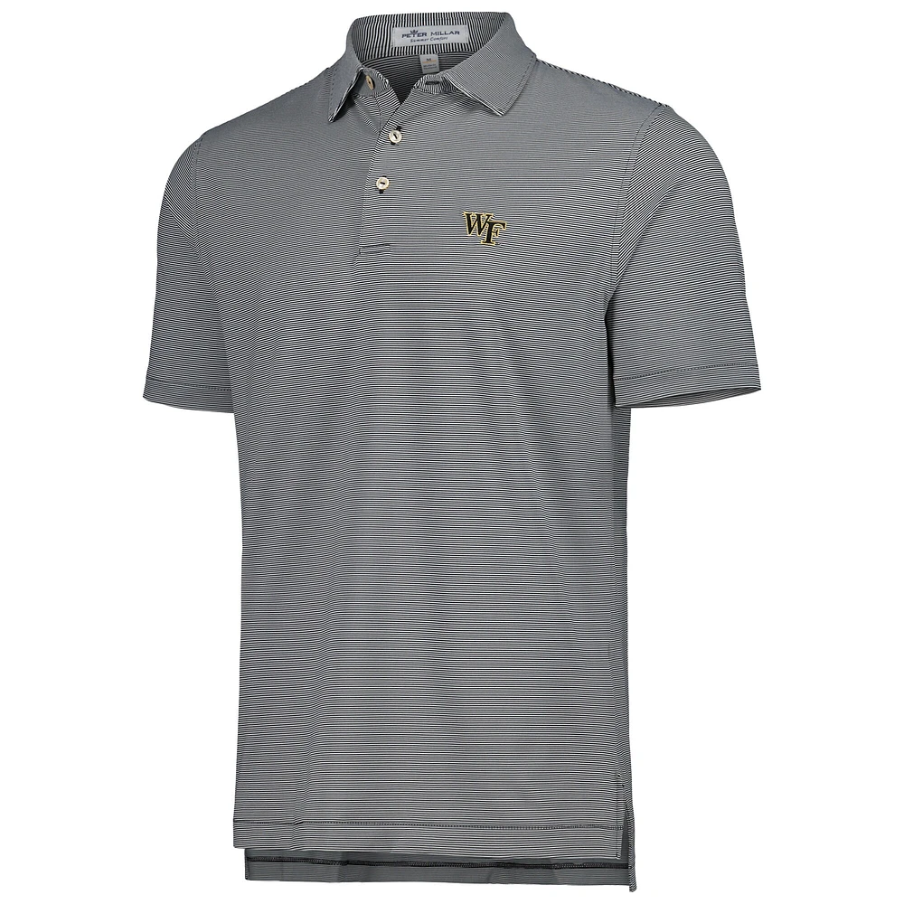 Polo en jersey rayé Performance Peter Millar Black Wake Forest Demon Deacons Jubilee pour homme