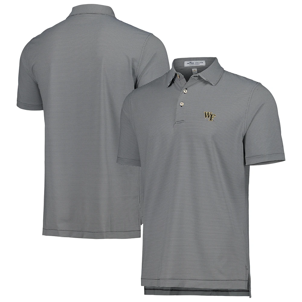 Polo en jersey rayé Performance Peter Millar Black Wake Forest Demon Deacons Jubilee pour homme