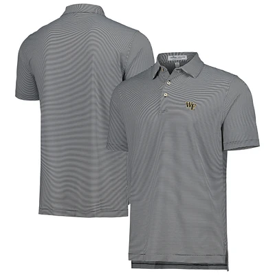 Men's Peter Millar Black Wake Forest Demon Deacons Jubilee Striped Performance Jersey Polo