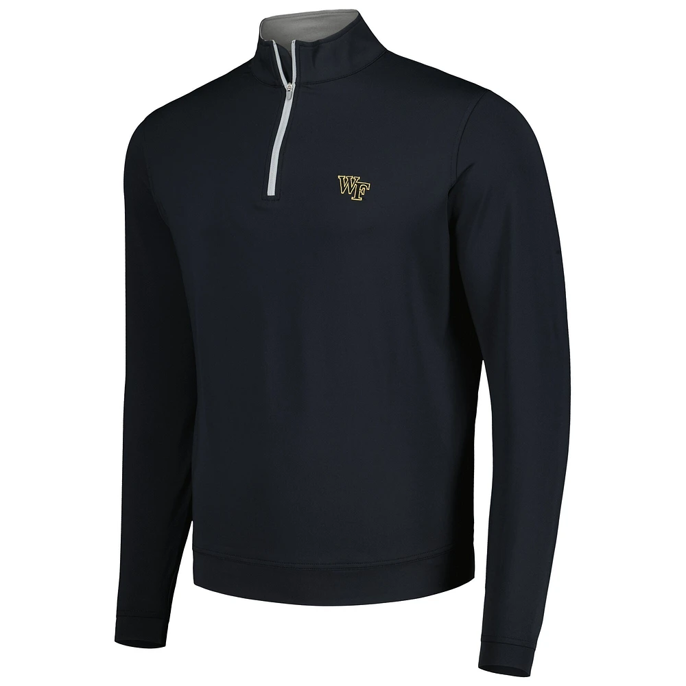 Men's Peter Millar Black Wake Forest Demon Deacons Perth Performance Quarter-Zip Top