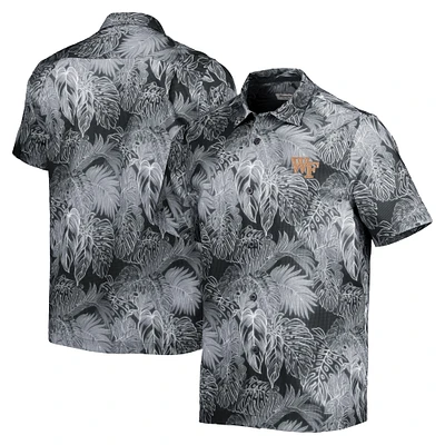 Chemise de camp boutonnée Tommy Bahama Black Wake Forest Demon Deacons Coast luminescent Fronds IslandZone pour hommes