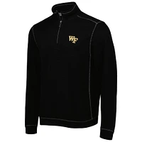 Men's Tommy Bahama Black Wake Forest Demon Deacons Tobago Bay Tri-Blend Half-Zip Pullover