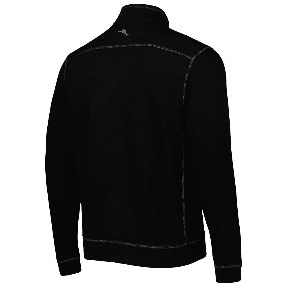 Men's Tommy Bahama Black Wake Forest Demon Deacons Tobago Bay Tri-Blend Half-Zip Pullover