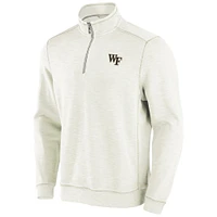 Men's Tommy Bahama Cream Wake Forest Demon Deacons Tobago Bay Half-Zip Tri-Blend Top