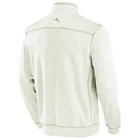 Men's Tommy Bahama Cream Wake Forest Demon Deacons Tobago Bay Half-Zip Tri-Blend Top