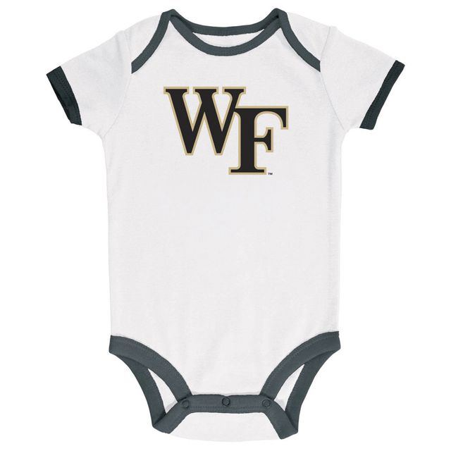 Lot de trois body Champion pour nouveau-né et bébé Noir/gris chiné/blanc Wake Forest Demon Deacons