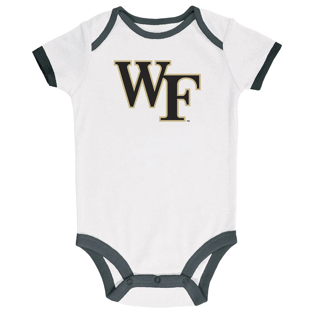Newborn & Infant Champion Black/Heather Gray/White Wake Forest Demon Deacons Three-Pack Bodysuit Set