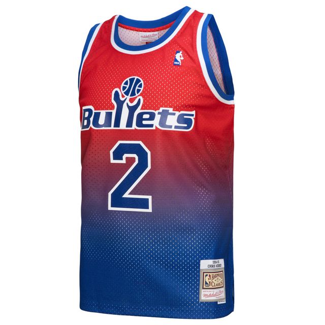 Maillot Homme Mitchell & Ness Chris Webber Royal/Rouge Washington Bullets 1994/95 Hardwood Classics Fadeaway Swingman Player