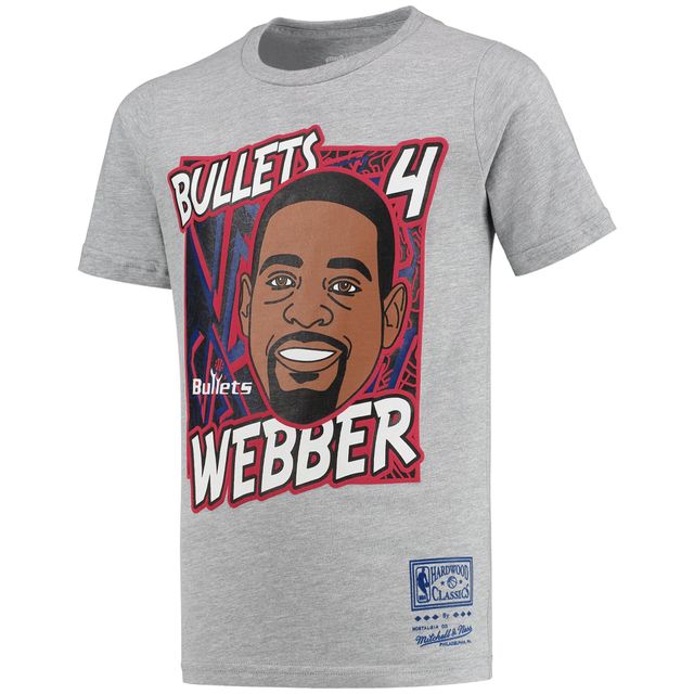 T-shirt pour jeune Mitchell & Ness Chris Webber gris chiné Washington Bullets Hardwood Classics King of the Court Player