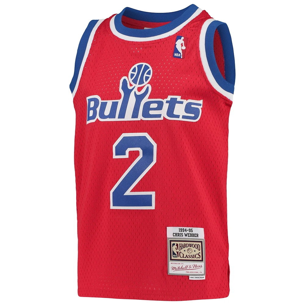 Youth Mitchell & Ness Chris Webber Red Washington Bullets 1994/95 Hardwood Classics Swingman Jersey