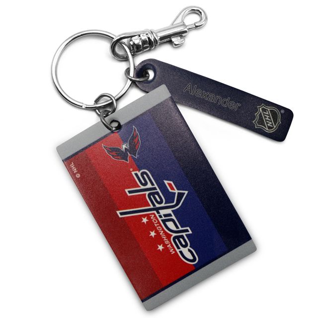 Porte-clés rectangle en cuir personnalisé Capitals de Washington gris