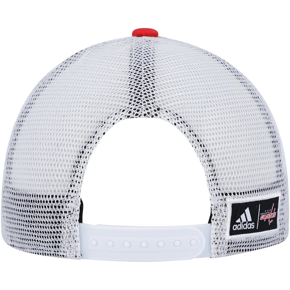 Casquette snapback adidas Washington Capitals Team Plate Trucker pour hommes, rouge/blanc