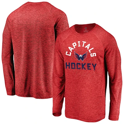 T-shirt à manches longues raglan emblématique des Washington Capitals Fanatics Athletic Red pour hommes
