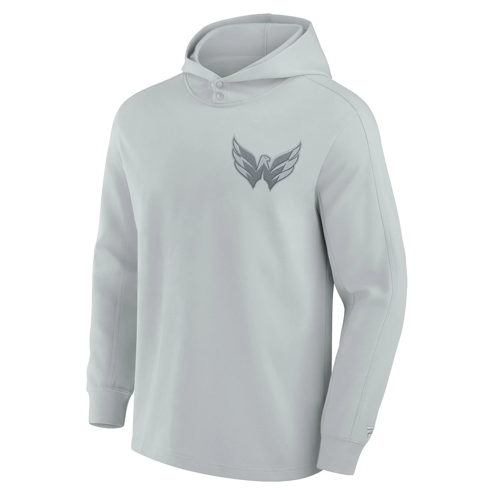 Men's Fanatics Gray Washington Capitals Elements Lightweight Tri-Blend Fleece Hoodie