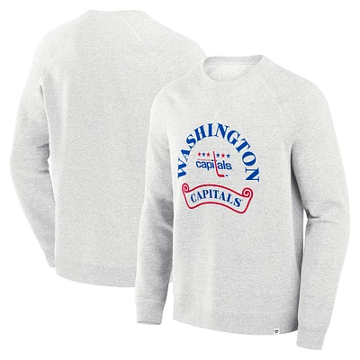 Men's Fanatics Heather Gray Washington Capitals Banner Fleece Raglan Pullover Sweatshirt