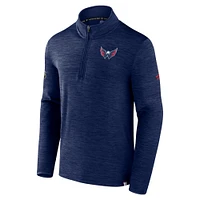 Men's Fanatics  Heather Navy Washington Capitals Authentic Pro Quarter-Zip Pullover Top