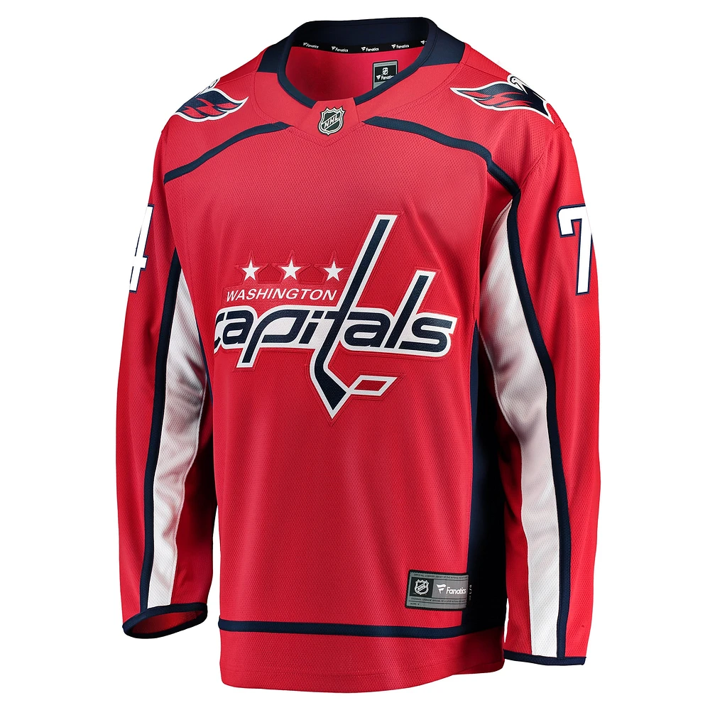 Maillot de joueur échappé à domicile Fanatics John Carlson rouge des Capitals Washington pour hommes