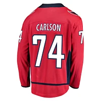 Maillot de joueur échappé à domicile Fanatics John Carlson rouge des Capitals Washington pour hommes